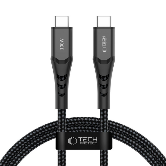 USB-C dátový a nabíjací kábel - USB-C Tech-Protect UB11T Ultraboost, 100W, 1m, čierny