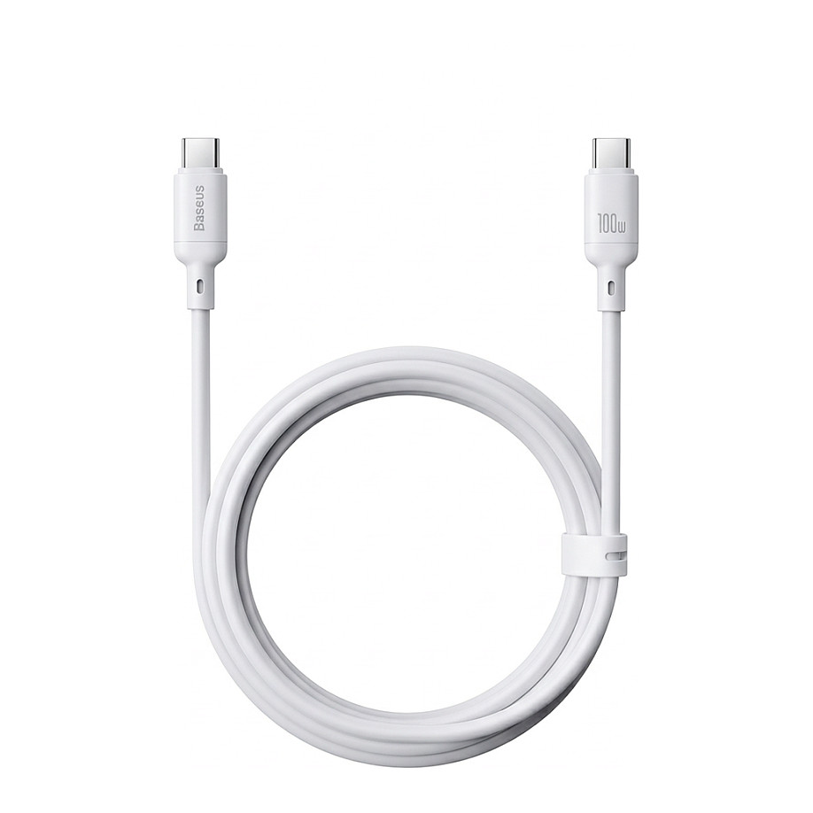 Dátový a nabíjací kábel USB-C - USB-C Baseus Silky, 100W, 2m, Biela