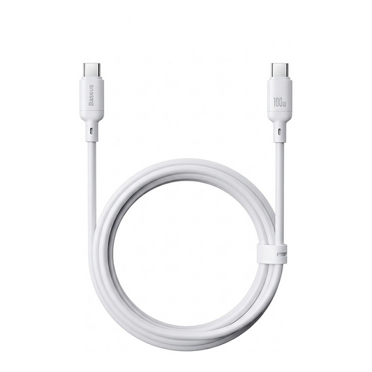 Dátový a nabíjací kábel USB-C - USB-C Baseus Silky, 100W, 2m, Biela