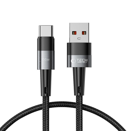 USB-A na USB-C dátový a nabíjací kábel Tech-Protect Ultraboost, 66W, 0,5 m, sivý