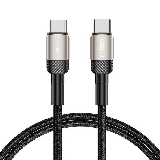 USB-C dátový a nabíjací kábel - USB-C Tech-Protect Ultraboost EVO, 100W, 1m, strieborný