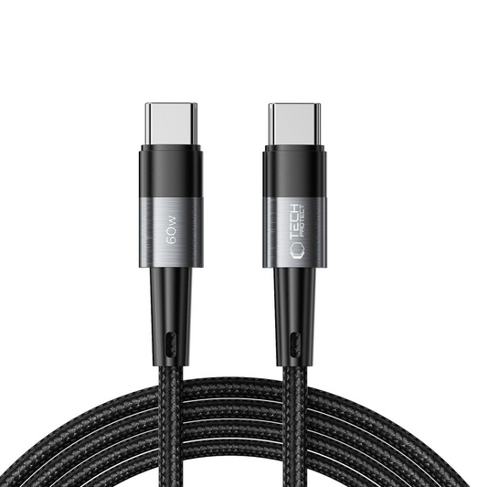 USB-C dátový a nabíjací kábel - USB-C Tech-Protect Ultraboost, 60W, 2m, sivý