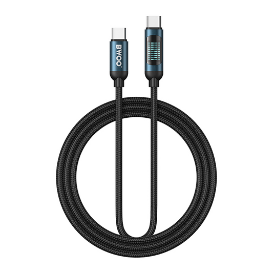Dátový a nabíjací kábel USB-C - USB-C BWOO BO-X304 Led, 60W, 1m, čierny