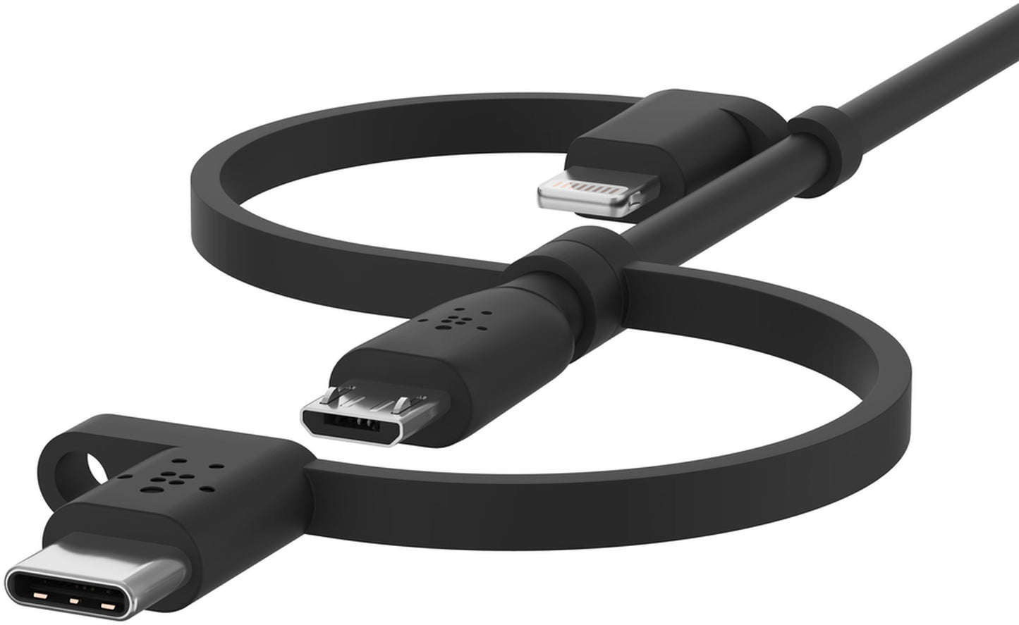 Dátový a nabíjací kábel USB-A - Lightning / microUSB / USB-C Belkin BoostCharge, 1m, čierny CAC001bt1MBK