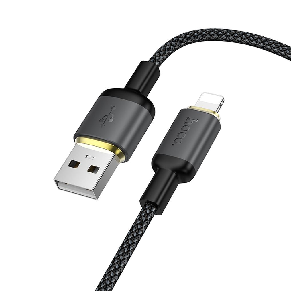 Dátový a nabíjací kábel USB-A - Lightning HOCO X128 Benefit, 12W, 1m, čierny