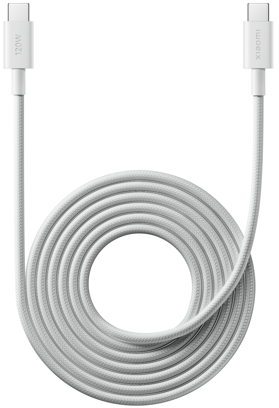 Dátový a nabíjací kábel USB-C - USB-C Xiaomi, 120W, 2m, biely BHR087AGL
