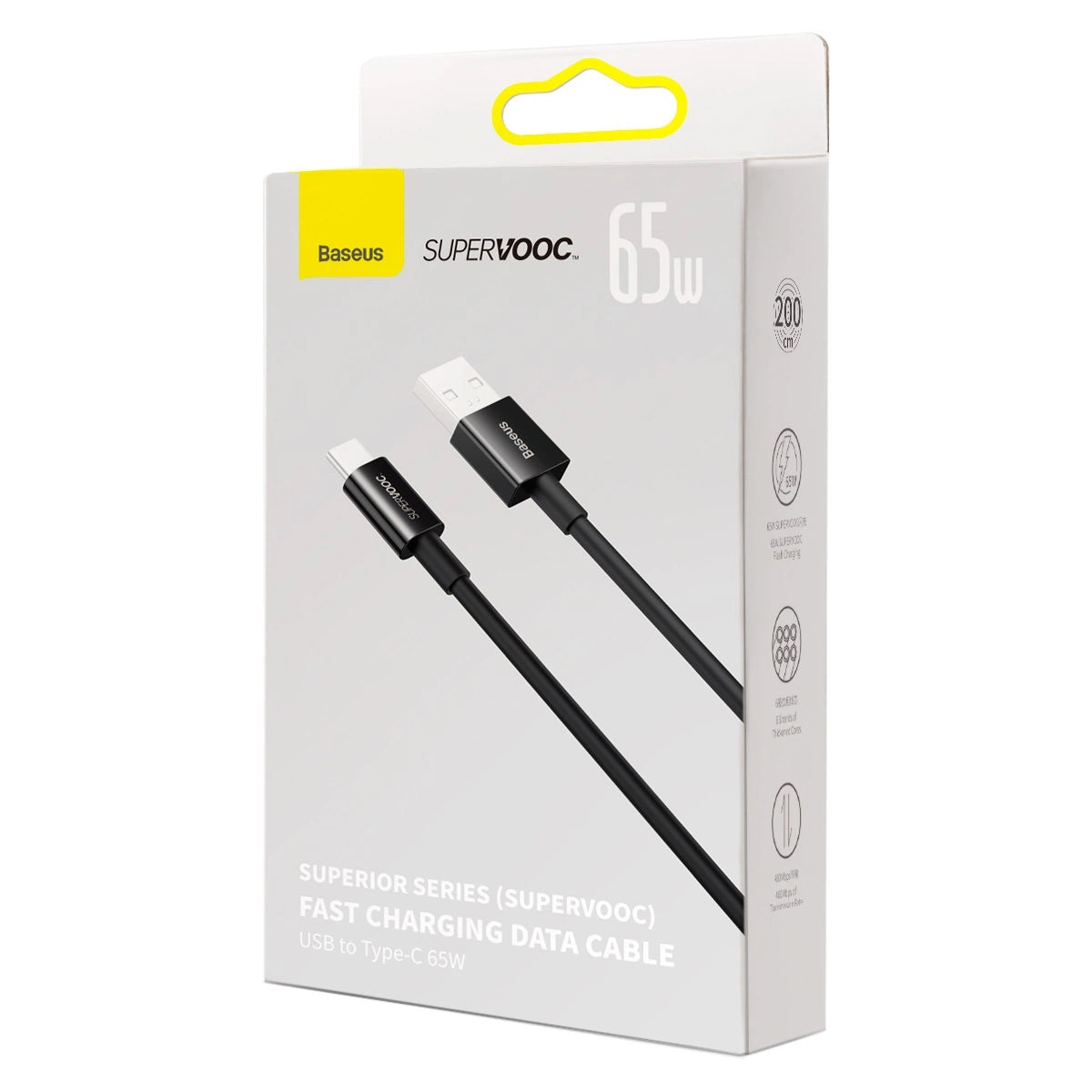 Dátový a nabíjací kábel USB-A - USB-C Baseus Superior Series, 65W, 2m, čierny CAYS001001