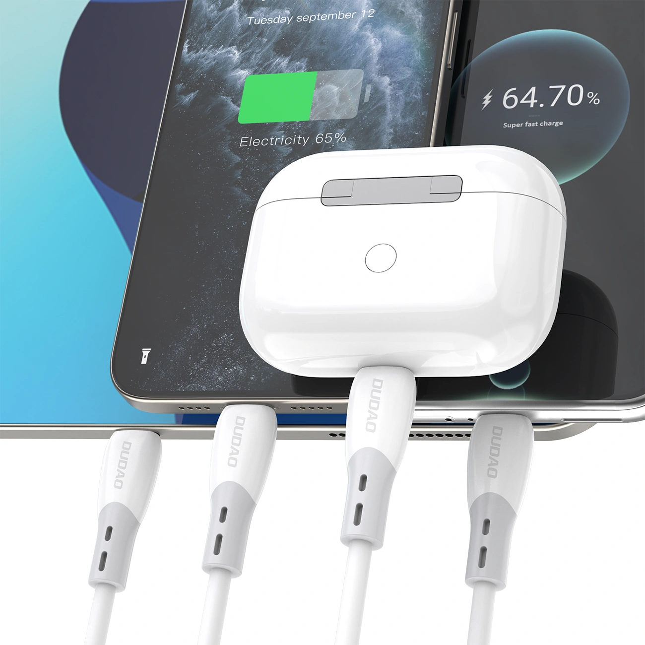 Dátový a nabíjací kábel USB-C - USB-C Dudao L25SC, 60W, 2m, Biela