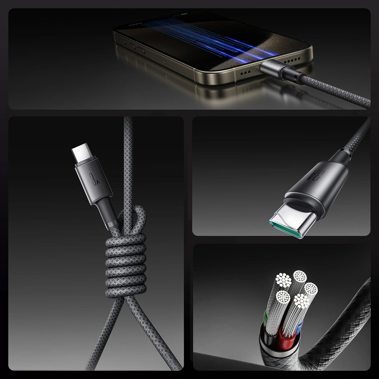 Dátový a nabíjací kábel USB-A - USB-C Joyroom S-A50, 60W, 1.2m, Sivý