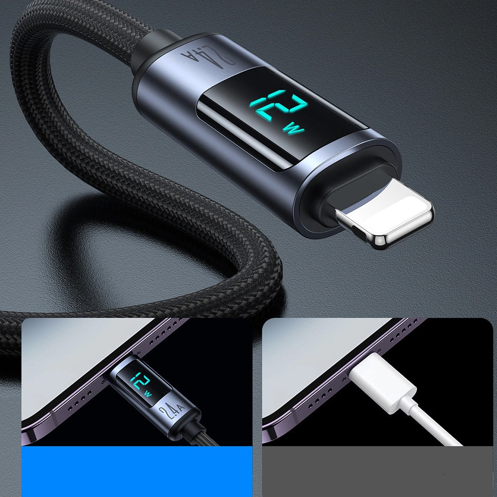 Dátový a nabíjací kábel USB-A - Lightning Joyroom S-A16 Prism Display, 12W, 1.2m, čierny