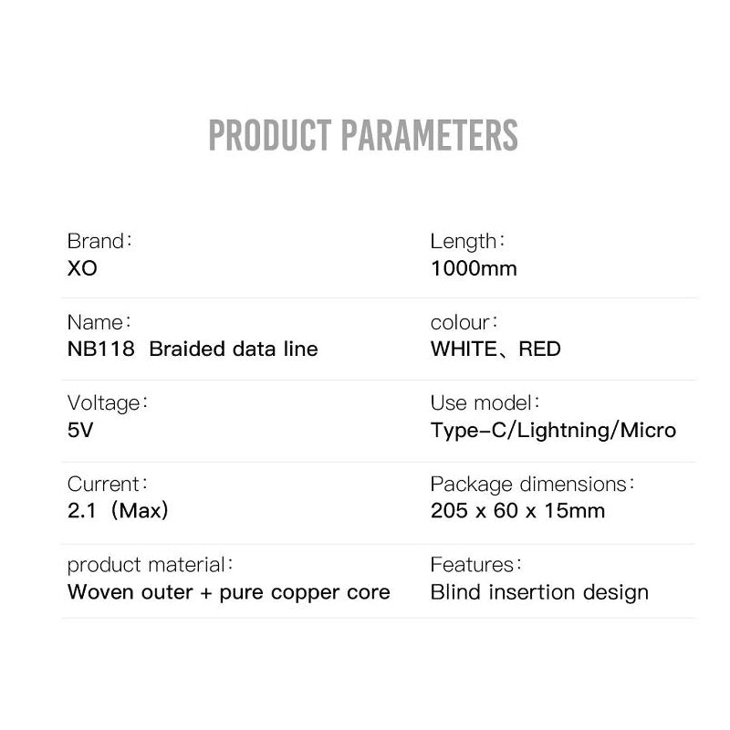 Dátový a nabíjací kábel USB-A - microUSB XO Design NB118, 18W, 1m, Červený