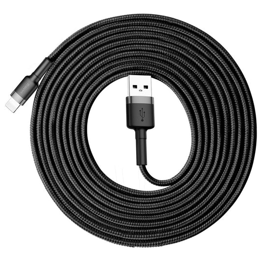 Dátový a nabíjací kábel USB-A - Lightning Baseus Cafule, 18W, 3m, Sivý CALKLF-RG1