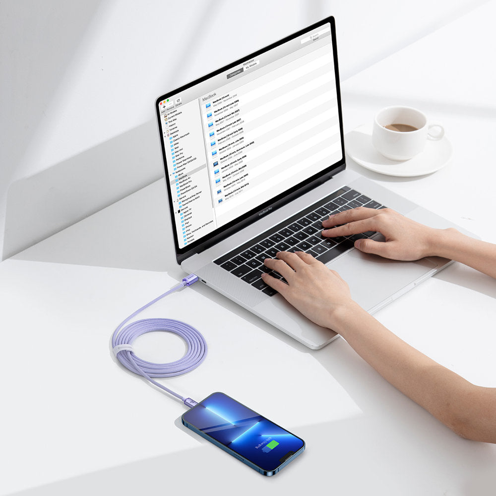 Dátový a nabíjací kábel USB-C - Lightning Baseus Crystal Shine Series, 20W, 2m, Fialový CAJY000305