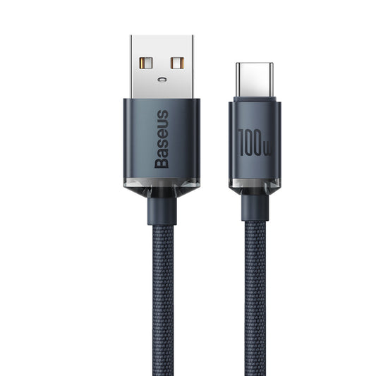 Baseus Crystal Shine Series Dátový a nabíjací kábel USB-A na USB-C, 100 W, 1,2 m, čierny CAJYY000401