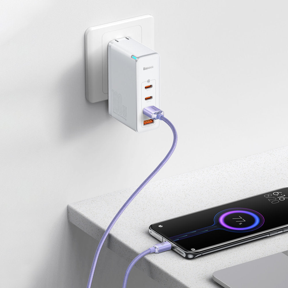 Dátový a nabíjací kábel USB-A - USB-C Baseus Crystal Shine Series, 100W, 2m, Fialový CAJY000505