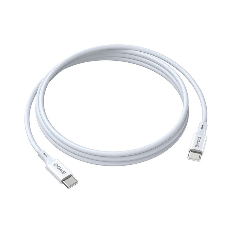 Dátový a nabíjací kábel USB-C - USB-C BWOO X282, 60W, 1m, Biela
