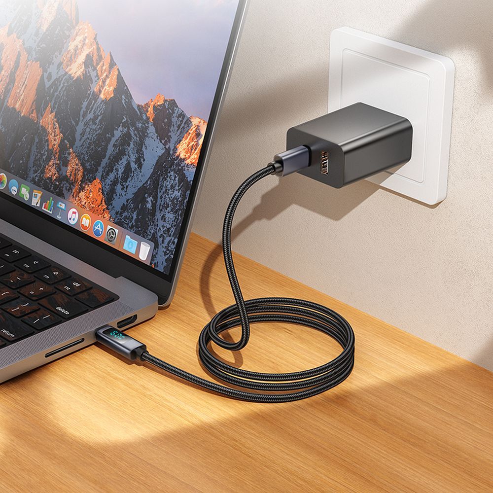 Dátový a nabíjací kábel USB-C - USB-C HOCO Display X112, 60W, 1m, čierny