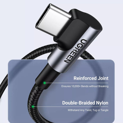 Dátový a nabíjací kábel USB-C - USB-C UGREEN US335 Angled, 100W, 2m, čierny