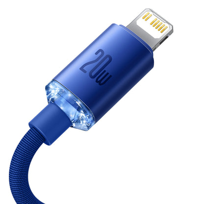 Dátový a nabíjací kábel USB-C - Lightning Baseus Crystal Shine Series, 20W, 1.2m, Modrý CAJY000203