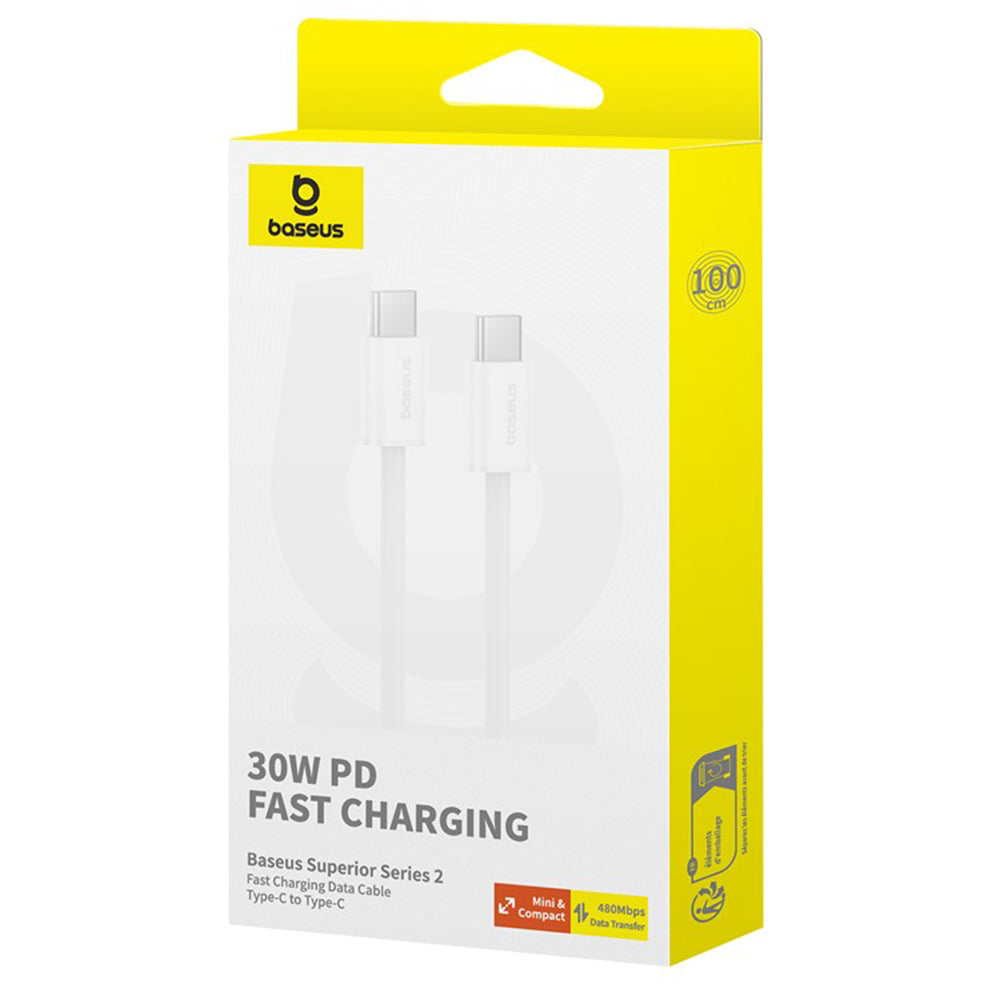 USB-C Data and Charging Cable - USB-C Baseus Superior Series 2, 30W, 2m, White P10365200211-01