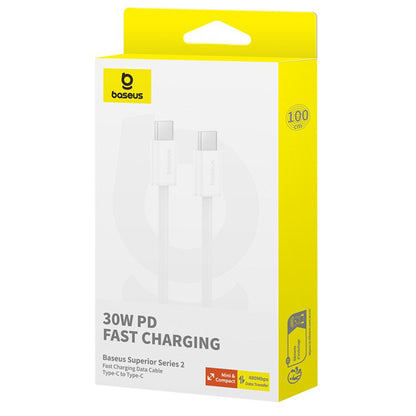 USB-C Data and Charging Cable - USB-C Baseus Superior Series 2, 30W, 2m, White P10365200211-01