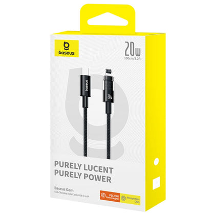Dátový a nabíjací kábel USB-C - Lightning Baseus Gem, 20W, 1m, Čierny P10373001111-00