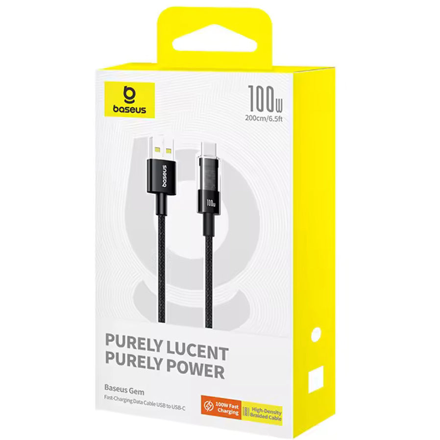 Dátový a nabíjací kábel USB-A - USB-C Baseus Gem, 100W, 2m, Čierny P10373002111-01