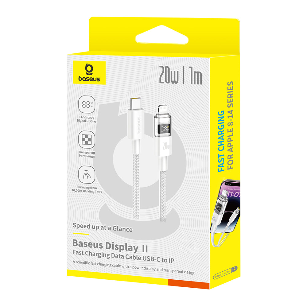 Dátový a nabíjací kábel USB-C - Lightning Baseus Display 2, 20W, 2m, Biela P10382703211-01