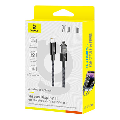 Dátový a nabíjací kábel USB-C - Lightning Baseus Display 2, 20W, 2m, Čierny P10382703121-01