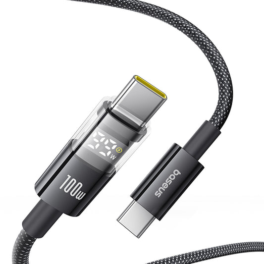Dátový a nabíjací kábel USB-C - USB-C Baseus Display 2, 100W, 1m, Čierny P10382702121-00