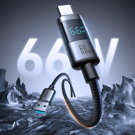 Dátový a nabíjací kábel USB-A - USB-C Joyroom S-A16 Pro Prism Display, 66W, 1.2m, čierny