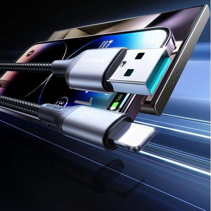 Dátový a nabíjací kábel USB-A - Lightning Joyroom S-A28 Flash, 18W, 2m, čierny