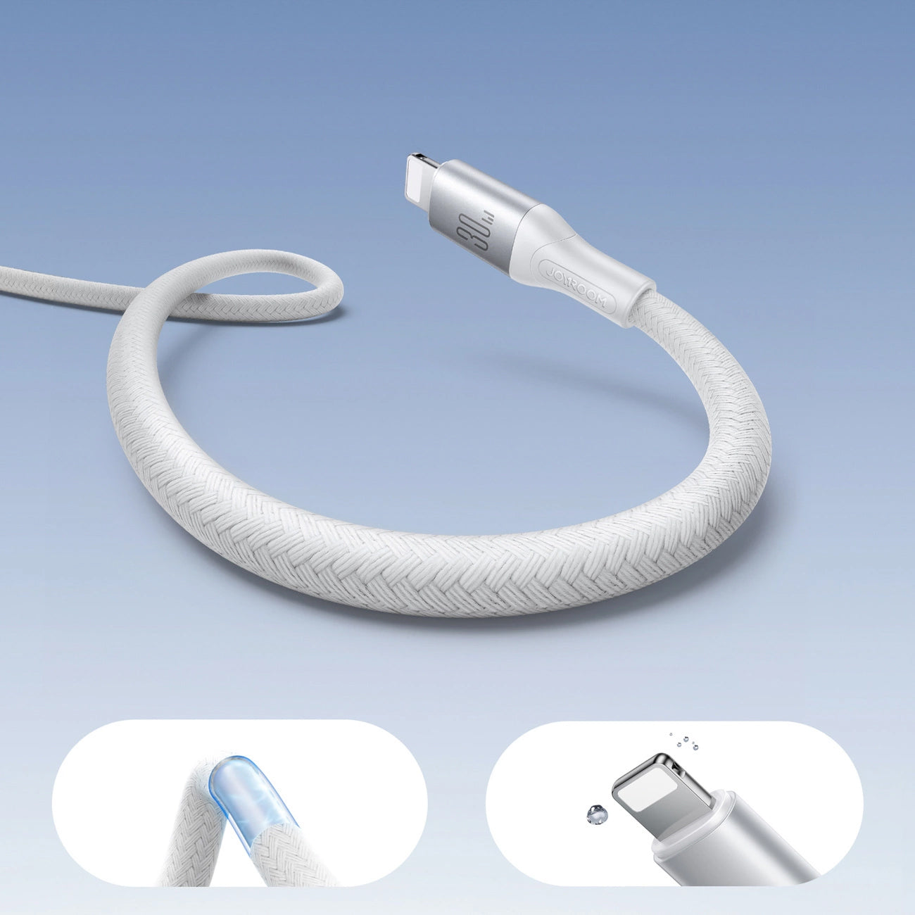 Dátový a nabíjací kábel USB-C - Lightning Joyroom S-A28 Flash, 30W, 2m, Biela