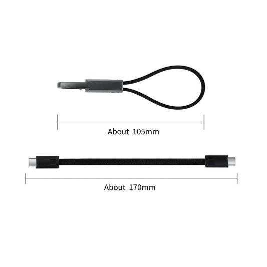 Dátový a nabíjací kábel USB-C - USB-C Tech-Protect Ultraboost DNA Keychain, 60W, 0.17m, Sivý