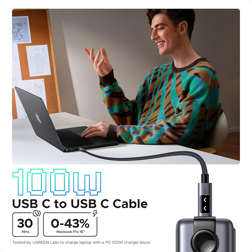 Dátový a nabíjací kábel USB-C - USB-C UGREEN L509, 100W, 0.5m, Sivý