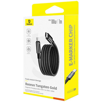 Dátový a nabíjací kábel USB-C - USB-C Baseus Tungsten Gold, 100W, 1m, Čierny P10319805111-00