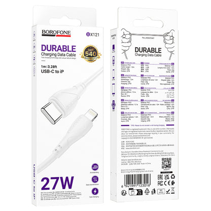 USB-C Data and Charging Cable - USB-C Borofone BX121 Energy, 60W, 1m, White