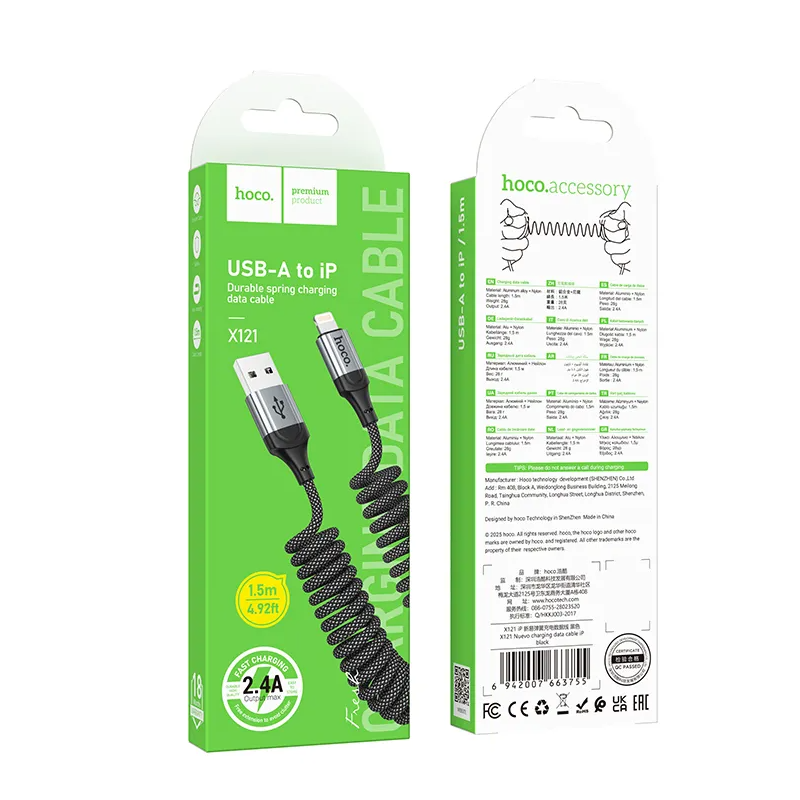 Dátový a nabíjací kábel USB-A - Lightning HOCO X121, 27W, 1.5m, čierny