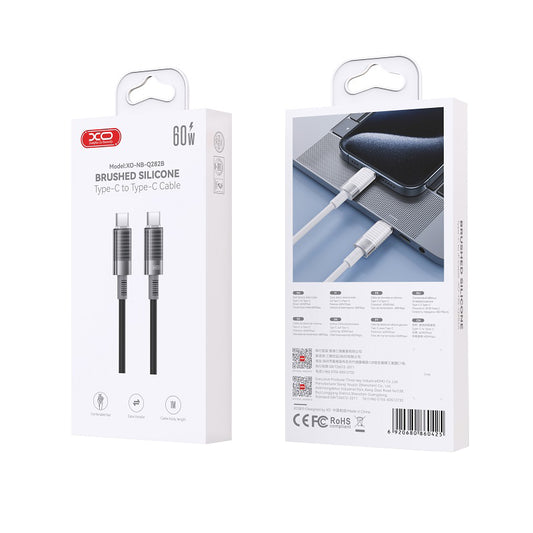 Dátový a nabíjací kábel USB-C - USB-C XO Design NB-Q282B, 60W, 1m, čierny