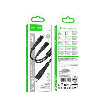 USB-C nabíjací kábel - 2 x USB-C HOCO X123, 10W, 1m, čierny