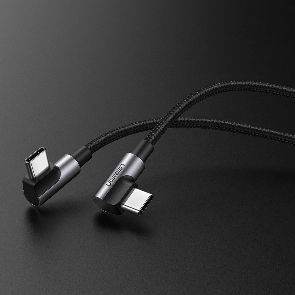 Dátový a nabíjací kábel USB-C - USB-C UGREEN US323 Angled, 60W, 2m, čierny