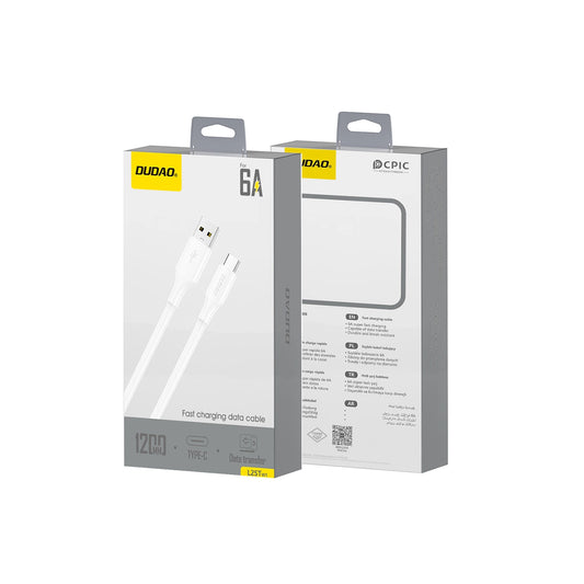 Dátový a nabíjací kábel USB-A - USB-C Dudao L2sT, 60W, 1.2m, Biely