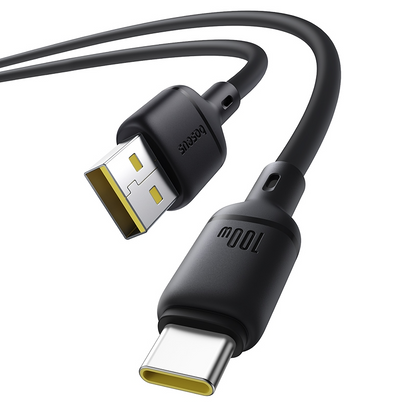 Dátový a nabíjací kábel USB-A - USB-C Baseus Silky, 100W, 1m, čierny P10377703113-00