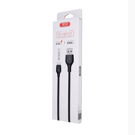 Dátový a nabíjací kábel USB-A - microUSB XO Design NB103, 18W, 2m, čierny