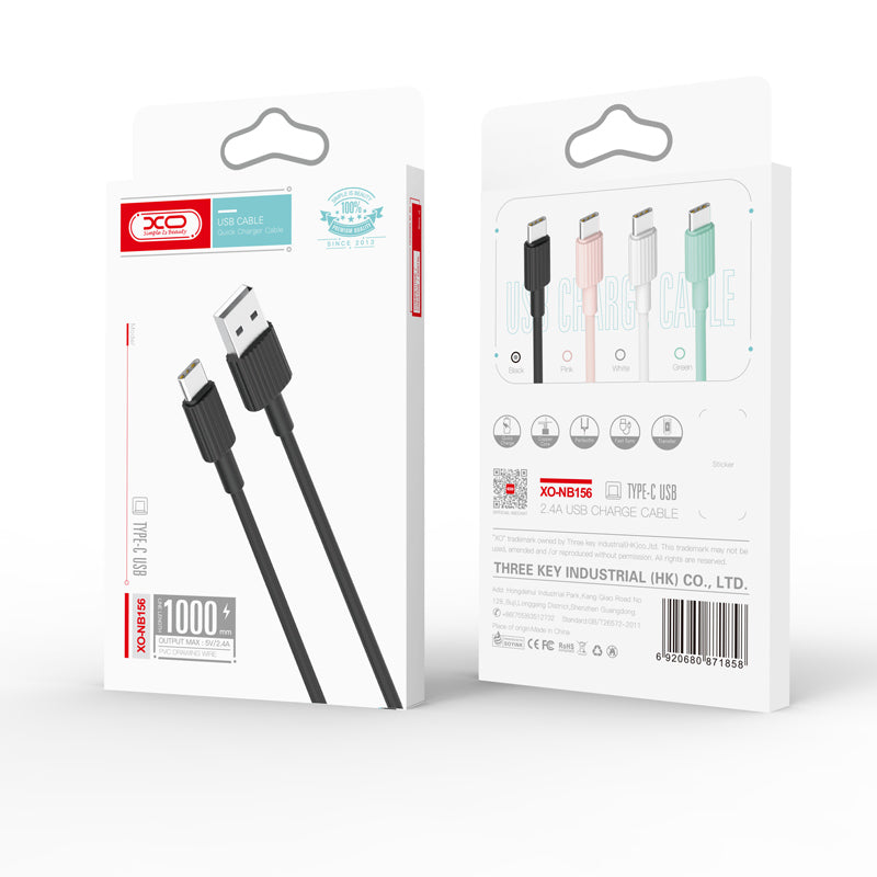 Dátový a nabíjací kábel USB-A - USB-C XO Design NB156, 18W, 1m, čierny