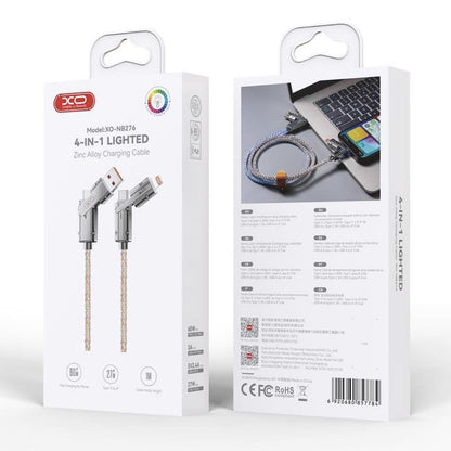 Dátový a nabíjací kábel USB-C / USB-A - USB-C / Lightning XO Design NB276, 60W, 1m, Sivý