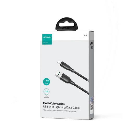 Dátový a nabíjací kábel USB-A - Lightning Joyroom S-A34, 18W, 1m, čierny