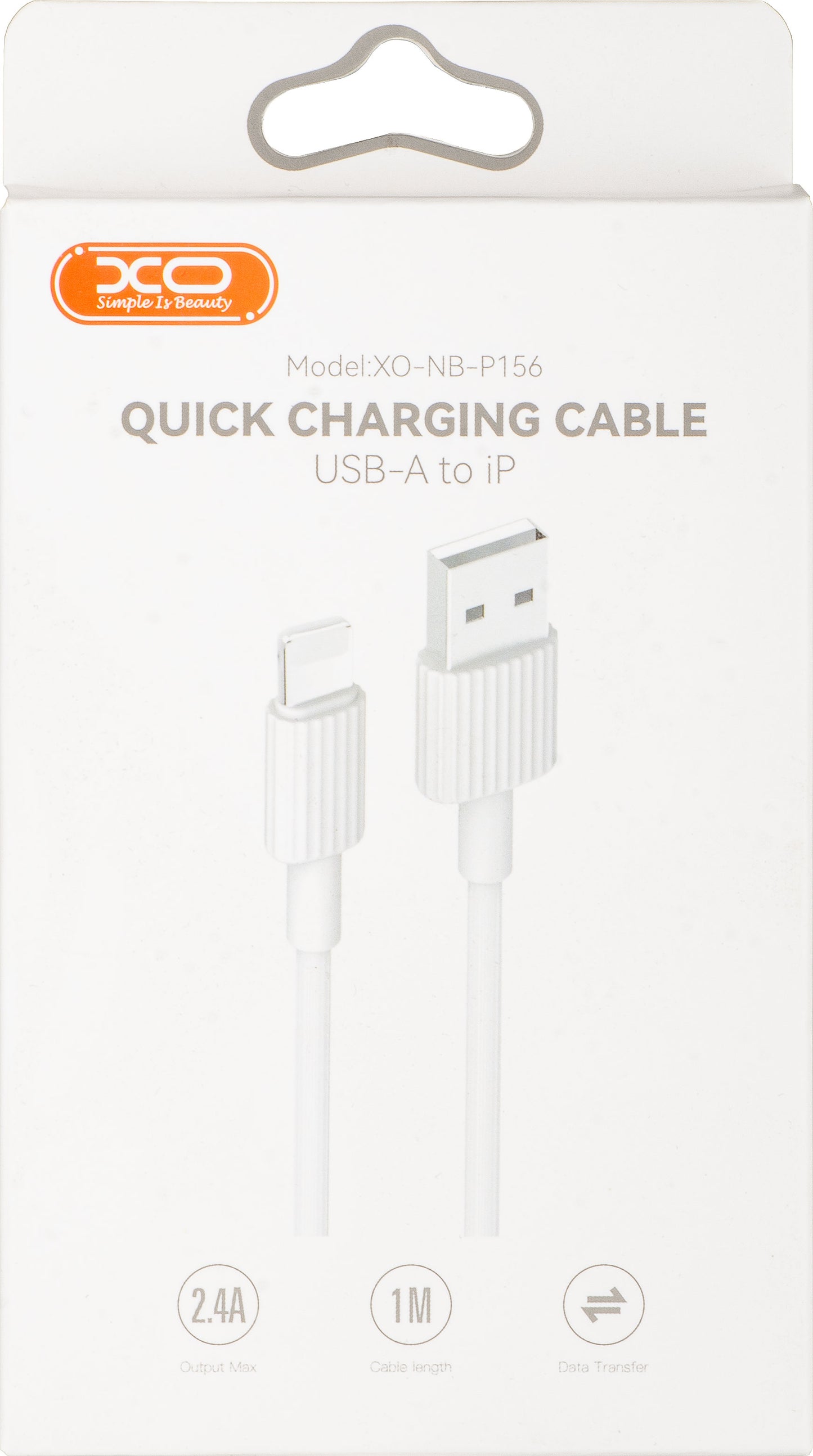 Dátový a nabíjací kábel USB-A - Lightning XO Design NB156, 18W, 1m, Biela
