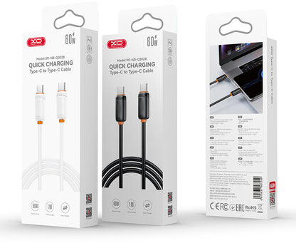 Dátový a nabíjací kábel USB-C - USB-C XO Design NB-Q302B, 60W, 1m, biely