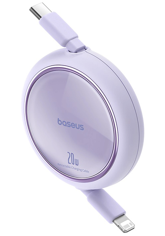 Dátový a nabíjací kábel USB-C - Lightning Baseus Free2Pull Mini Retractable, 20W, 1m, fialový P10364501511-00